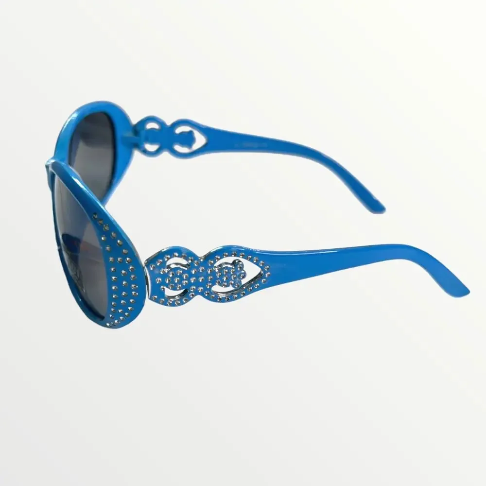 Kids Sunglasses 100% UV Protection Green & Blue Retro Frames With Glitter Detail
